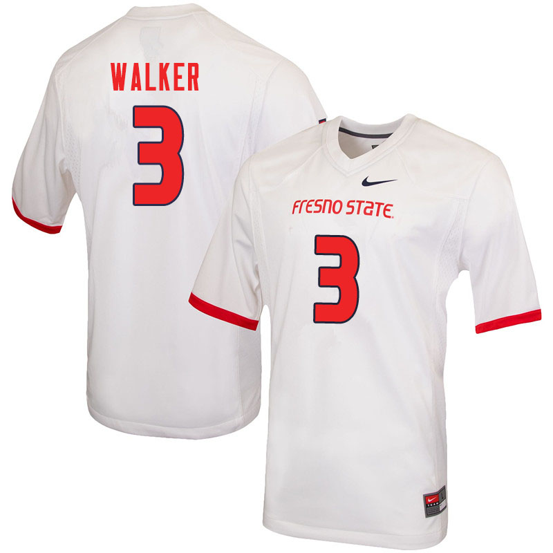 Men #3 Mykal Walker Fresno State Bulldogs College Football Jerseys Sale-White - Click Image to Close